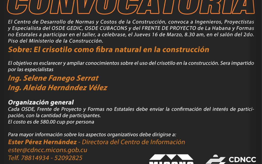 Taller sobre el uso del crisotilo en la construcción como fibra natural. 0 (0)